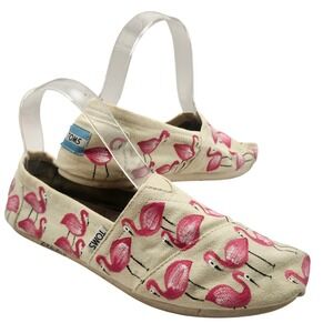 Toms Womens Alpargata Shoes. Multi-color DeLorge Pink Flamingo Flats Size 8